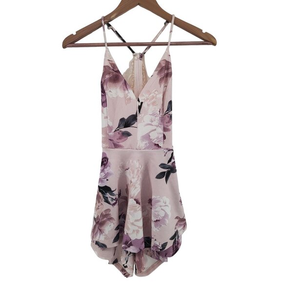 Floral Fleur Love Skater Romper Lace Back Mauve Small NWT - Picture 5 of 11